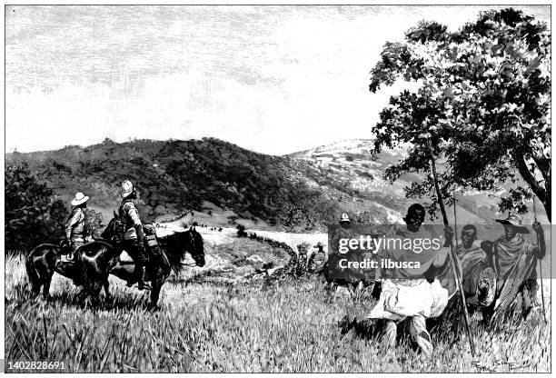 ancient illustration: mission marchand, addis ababa - addis ababa stock illustrations