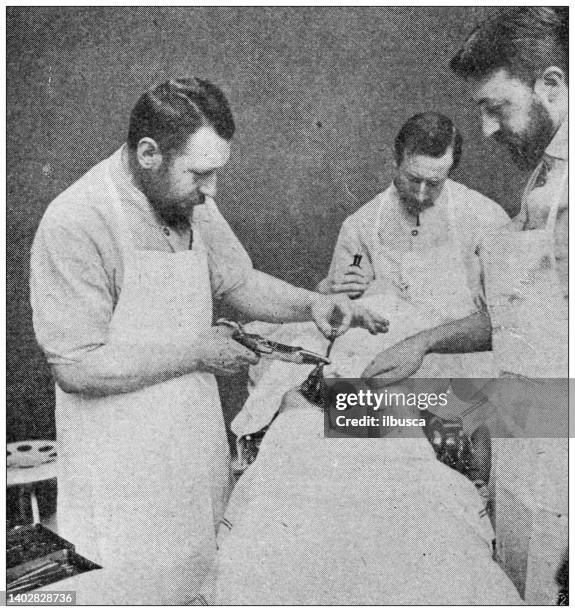 antique photo: surgery operation - old fashioned doctor stock illustrations