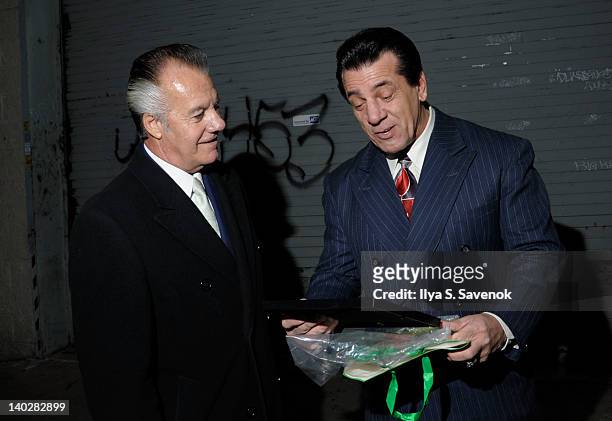 Tony Sirico and Chuck Zito attend Chuck Zito's birthday party during Jaguars 3 opening night on March 1, 2012 in the Brooklyn borough of New York...