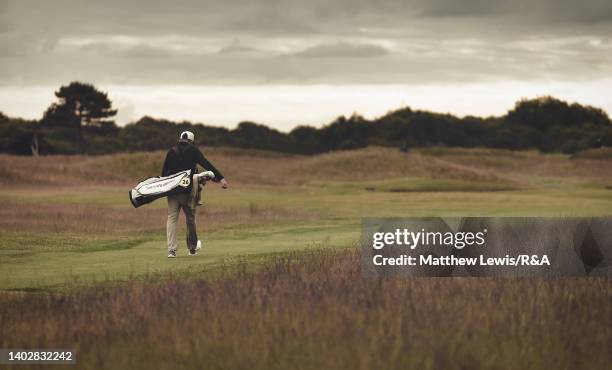 Jack Hearn of Tramore walks off the 3rd hole during day two of the R&A Amateur Championship at Royal Lytham & St. Annes on June 14, 2022 in Lytham St...