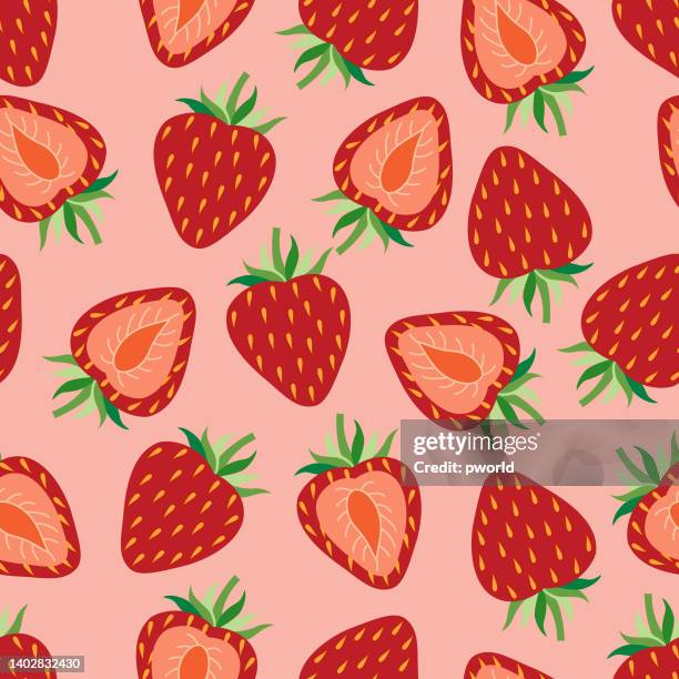 strawberry seamless pattern . - strawberry 幅插畫檔、美工圖案、卡通及圖標