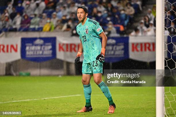 Daniel Schmidt of Japan is seen during the international friendly match between Japan and Tunisia at Panasonic Stadium Suita on June 14, 2022 in...