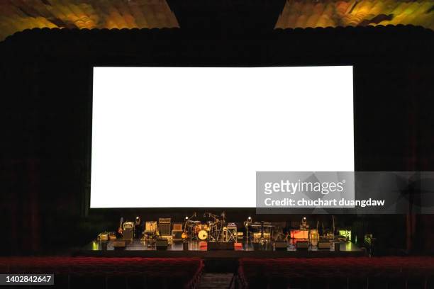 billboard blank advertising banner media display in theater - stage performance space stock pictures, royalty-free photos & images