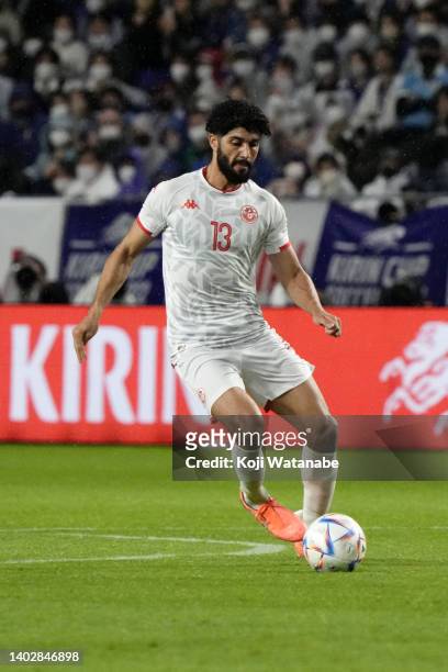 Ferjani Sassi of Tunisia in action during the international friendly match between Japan and Tunisia at Panasonic Stadium Suita on June 14, 2022 in...