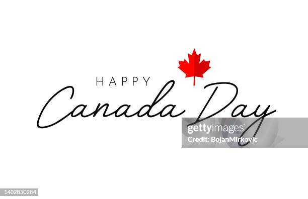 happy canada day card with maple leaf. vector - maple tree canada stock illustrations