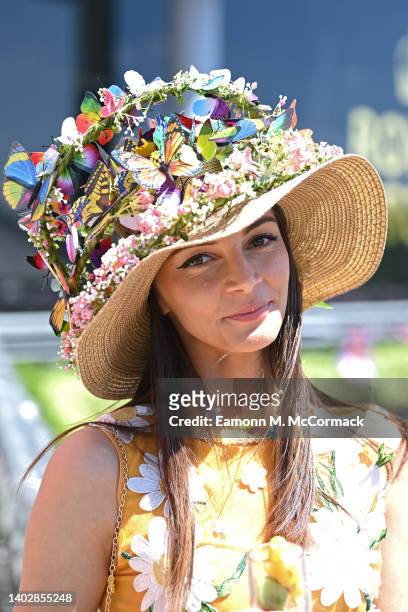 Racegoer attends Royal Ascot 2022 at Ascot Racecourse on June 14, 2022 in Ascot, England.