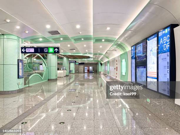 beijing line 19 subway jishuitan station hall - beijing subway line stock pictures, royalty-free photos & images