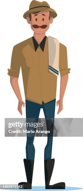 illustration of a colombian peasant with a mustache - medellín stock illustrations