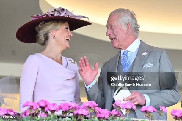 Sophie, Countess of Wessex and Prince Charles, Prince of Wales attend Royal Ascot 2022 at Ascot Racecourse on June 14, 2022 in Ascot, England.