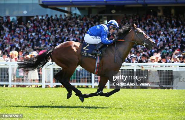 Baaeed ridden by Jim Crowley wins The Queen Anne Stakes during Royal Ascot 2022 at Ascot Racecourse on June 14, 2022 in Ascot, England.