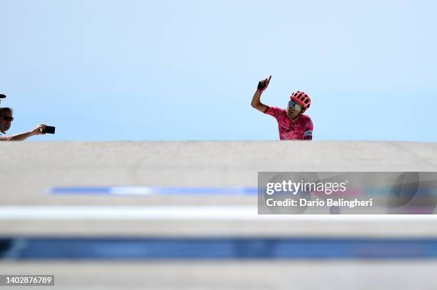 Ruben Guerreiro of Portugal and Team EF Education - Easypost celebrates at finish line as stage winner during the 4th Mont Ventoux Denivele Challenge...