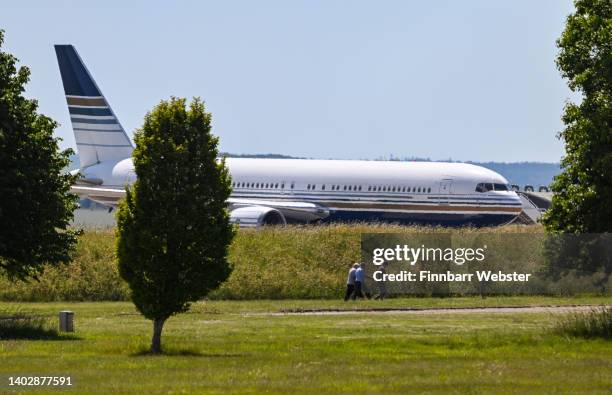 Rwanda deportation flight EC-LZO Boeing 767 at Boscombe Down Air Base, on June 14, 2022 in Boscombe Down. The Court of Appeal yesterday rejected a...