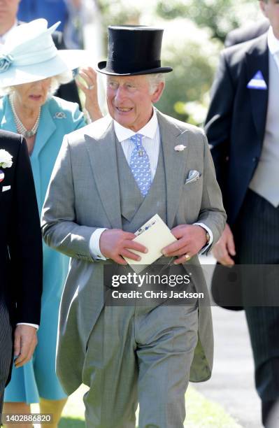 Prince Charles, Prince of Wales smiles as he attends Royal Ascot 2022 at Ascot Racecourse on June 14, 2022 in Ascot, England.