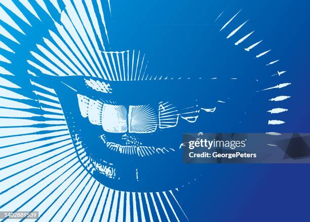 stockillustraties, clipart, cartoons en iconen met extreme close up of female smile - toothy smile