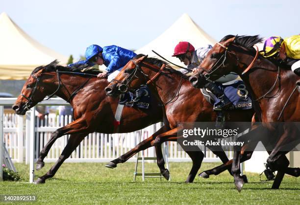 Coroebus ridden by William Buick wins The St James's Palace Stakes during Royal Ascot 2022 at Ascot Racecourse on June 14, 2022 in Ascot, England.