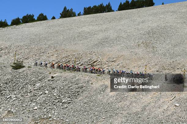General view of the peloton climbing to the Mont Ventoux during the 4th Mont Ventoux Denivele Challenge 2022 a 153km one day race from...