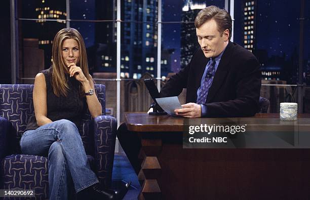 Episode 1184 -- Air Date -- Pictured: Actress Jennifer Aniston during an interview with host Conan O'Brien on November 18, 1999 -- Photo by: NBCU...