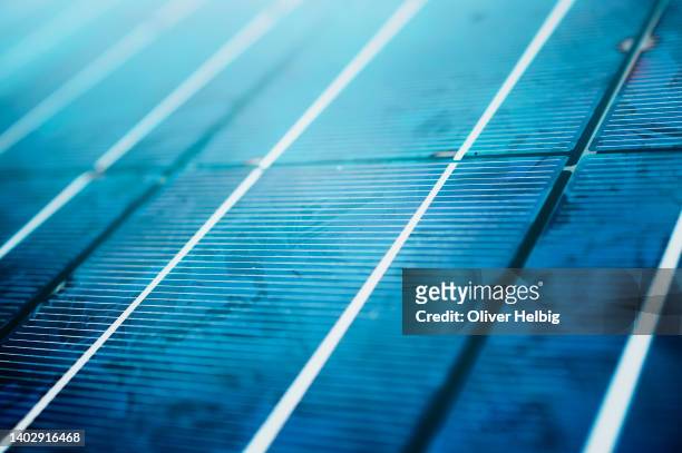 close up detail of a solar panel - saxony stockfoto's en -beelden