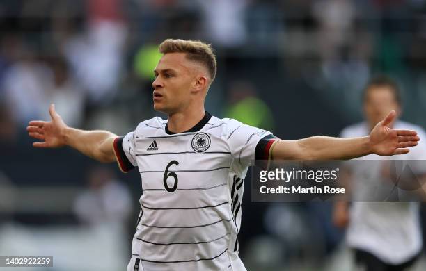 Joshua Kimmich of Germany celebrates scoring their side's first goal during the UEFA Nations League League A Group 3 match between Germany and Italy...