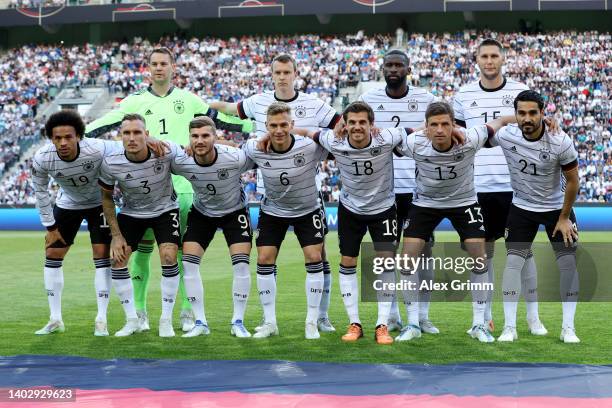 Players of Germany pose for a photograph prior to kick off of the UEFA Nations League League A Group 3 match between Germany and Italy at Borussia...