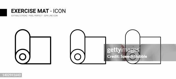 exercise mat line icon design, editable stroke, pixel perfect, stock illustration. - wellness program stock illustrations