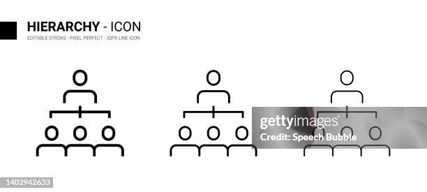 hierarchy line icon design, editable stroke, pixel perfect, stock illustration. - organisation chart stock illustrations