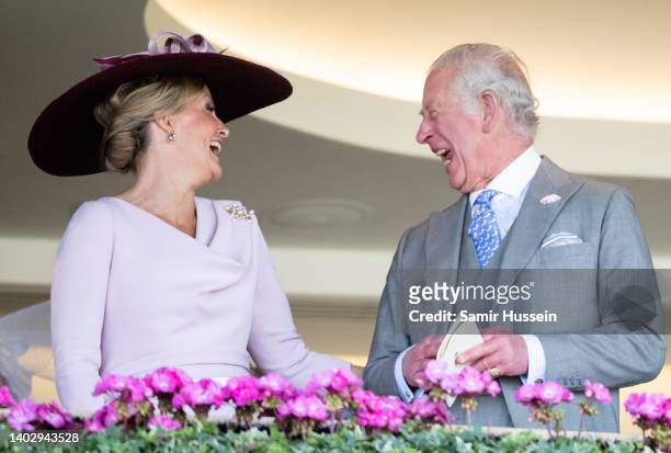 Sophie, Countess of Wessex, Prince Charles, Prince of Wales attend Royal Ascot 2022 at Ascot Racecourse on June 14, 2022 in Ascot, England.