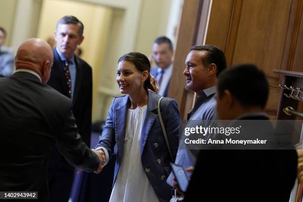 Tim McGraw and Faith Hill , husband and wife country music singers, greet Sen. Mark Kelly as they are led on a tour through the U.S. Capitol Building...