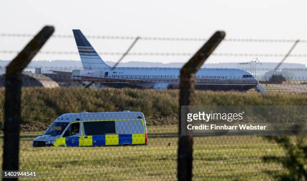 Rwanda deportation flight EC-LZO Boeing 767 at Boscombe Down Air Base, on June 14, 2022 in Boscombe Down. The Court of Appeal yesterday rejected a...