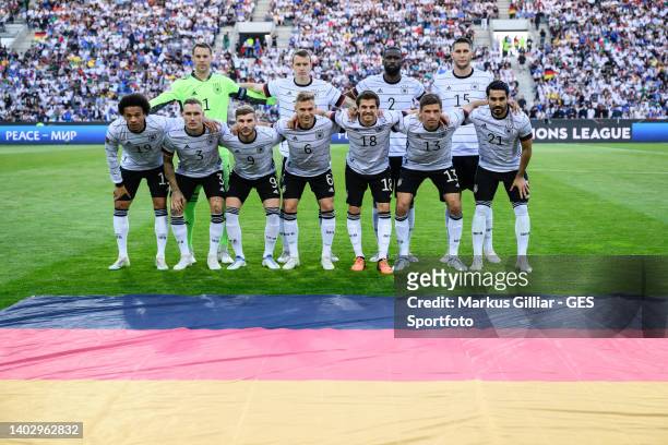 Teamphoto of Germany prior to the UEFA Nations League League A Group 3 match between Germany and England at Borussia Park Stadium on June 14, 2022 in...