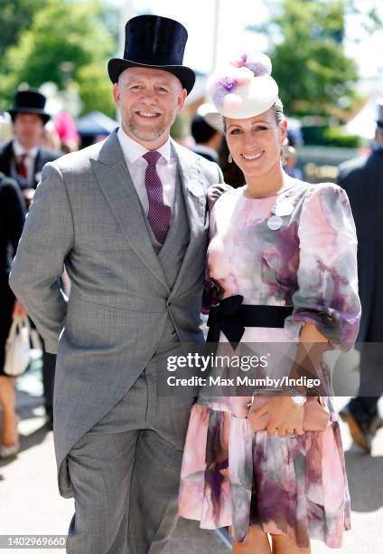 Mike Tindall and Zara Tindall attend day 1 of Royal Ascot at Ascot Racecourse on June 14, 2022 in Ascot, England.