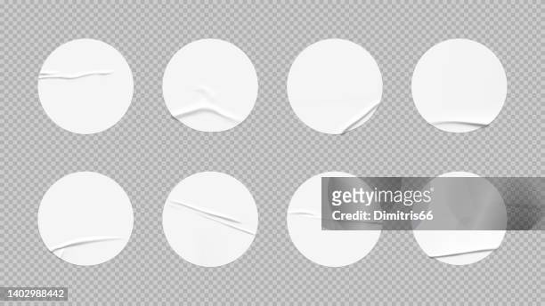 realistic set of white paper stickers with folds. - grunge circle 幅插畫檔、美工圖案、卡通及圖標