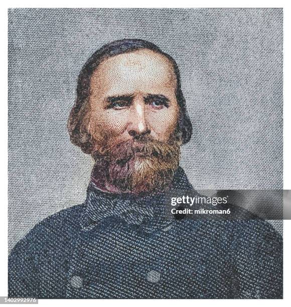 portrait of giuseppe maria garibaldi, (4 july 1807 – 2 june 1882) - italian general, patriot, and republican - giuseppe garibaldi stock pictures, royalty-free photos & images