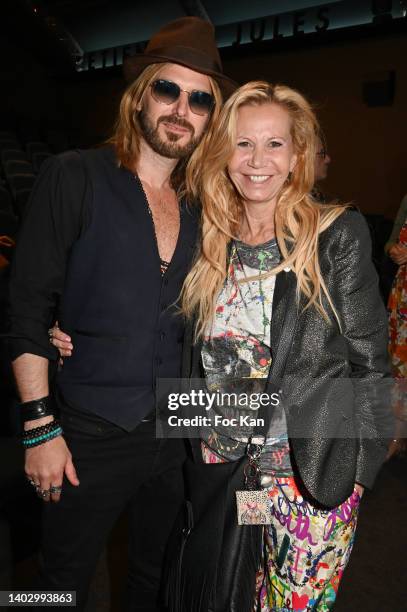 Fiona Gelin and Richard Bauduin attend "Tell Me Iggy" Sophie Blondy's documentary screening at Cinema des Cineastes on June 14, 2022 in Paris, France.