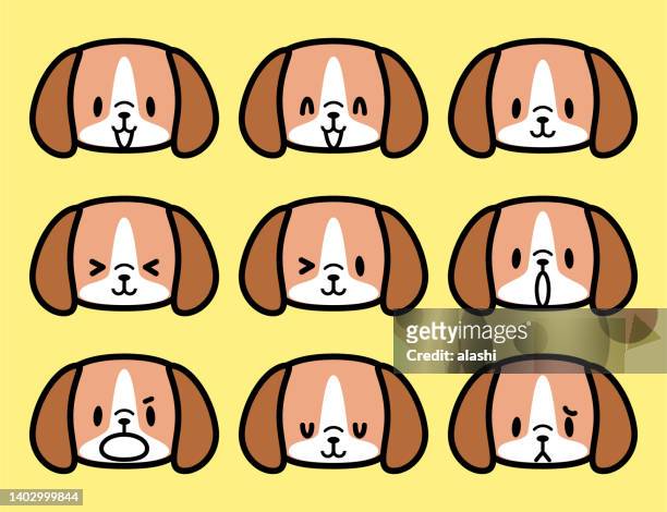 cute facial expression icon of the dog - chinese new year dog stock illustrations