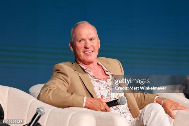 Michael Keaton speaks onstage during the special screening and Q&A Event for Hulu's "DOPESICK" at El Capitan Theatre on June 14, 2022 in Los Angeles,...