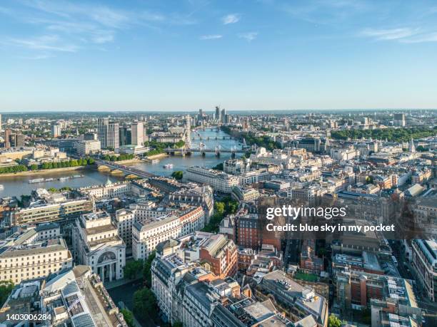 historic london rooftops and skyline from a drone perspective - king's college london stock pictures, royalty-free photos & images