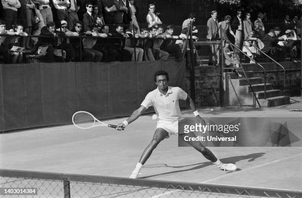 American tennis player Arthur Ashe durIng the 1970 Roland Garros French Open.