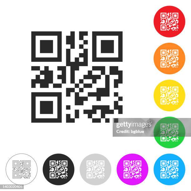 ilustrações, clipart, desenhos animados e ícones de código qr. ícone em botões coloridos - security scanner