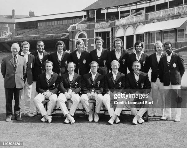 The 1974 Surrey County Cricket Club from left to right Arthur McIntyre , Dudley Owen-Thomas, Intikhab Alam, Robin Jackman, Geoff Howarth, Pat Pocock,...