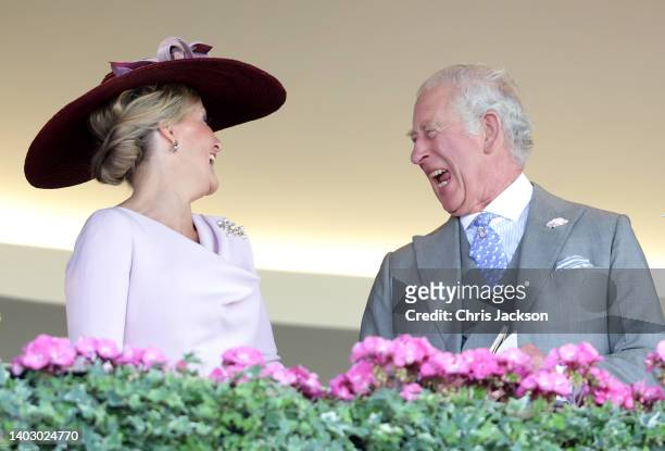 Sophie, Countess of Wessex, Prince Charles, Prince of Wales and Camilla, Duchess of Cornwall attend Royal Ascot 2022 at Ascot Racecourse on June 14,...