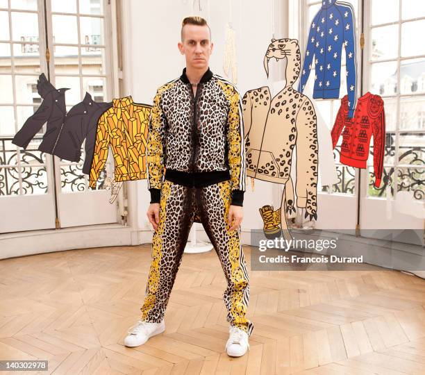 Jeremy Scott poses at the adidas showroom during adidas Originals and Jeremy Scott new Fall/Winter 2012 collection presentation as part of Paris...