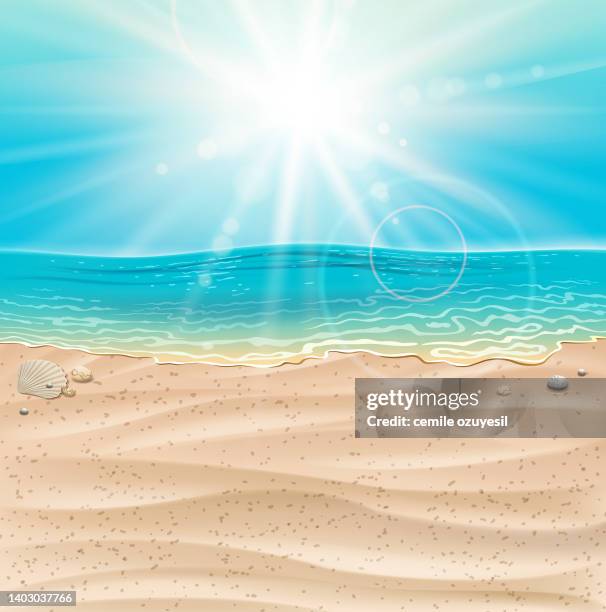 heat sunlight - cesme beach stock illustrations