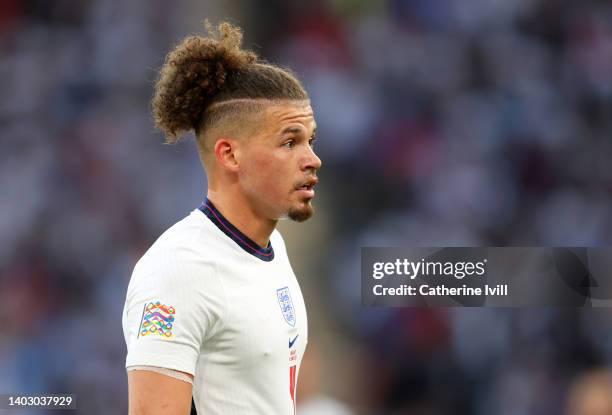 Kalvin Phillips of England during the UEFA Nations League League A Group 3 match between England and Hungary at Molineux on June 14, 2022 in...