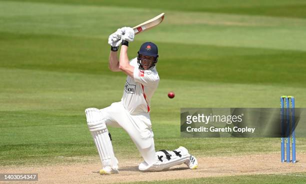 Luke Wells of Lancashire bats during day four of the LV= Insurance County Championship match between Warwickshire and Lancashire at Edgbaston on June...