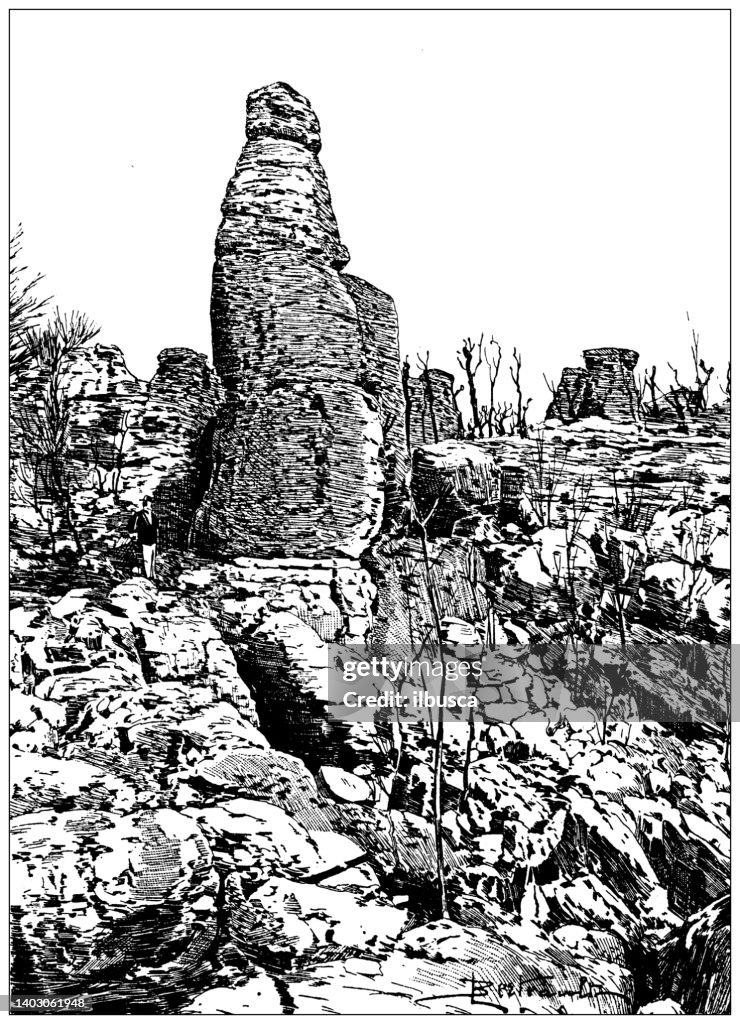 Antique illustration: Bois de Païolive, Ardeche, Loth wife