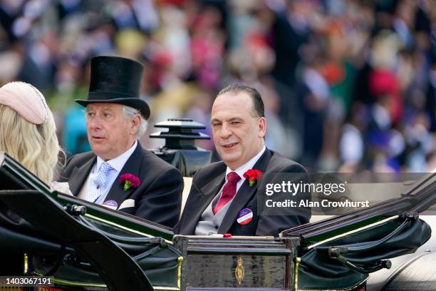 Peter V'landys travels down the course in the royal procession before the start of the days racing during Royal Ascot 2022 at Ascot Racecourse on...