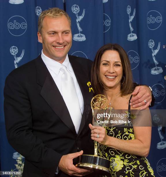 Emmy Winner Patricia Heaton with husband David Hunt backstage at the 52nd Emmy Awards Show at the Shrine Auditorium, September 10, 2000 in Los...