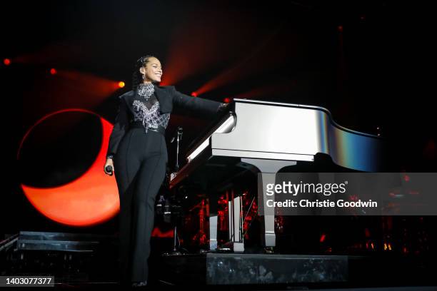 Alicia Keys performs on as part of her Alicia + Keys World Tour at O2 Arena on June 13, 2022 in London, England.