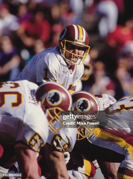 Mark Rypien, Quarterback for the Washington Redskins calls the play on the line of scrimmage during the National Football Conference East Division...